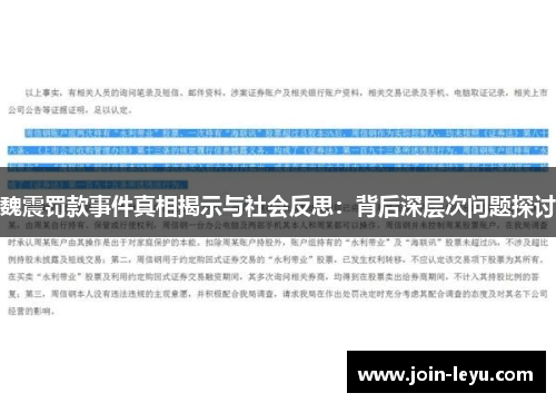魏震罚款事件真相揭示与社会反思：背后深层次问题探讨